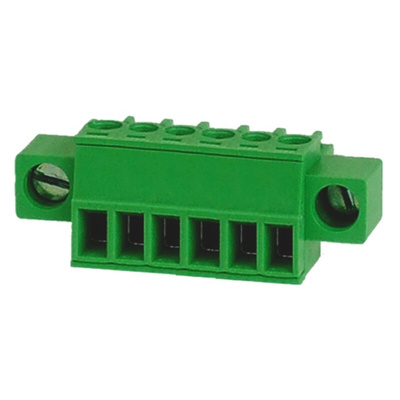 RS PRO 3.81mm Pitch 6 Way Pluggable Terminal Block, Plug, Through Hole, Screw Termination