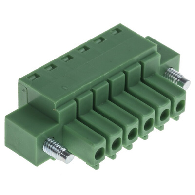RS PRO 3.5mm Pitch 6 Way Pluggable Terminal Block, Plug, Through Hole, Screw Termination