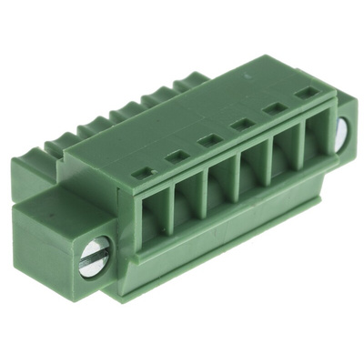RS PRO 3.5mm Pitch 6 Way Pluggable Terminal Block, Plug, Through Hole, Screw Termination
