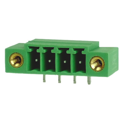 RS PRO 3.81mm Pitch 4 Way Right Angle Pluggable Terminal Block, Header, Through Hole, Solder Termination