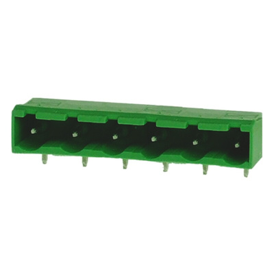 RS PRO 7.62mm Pitch 6 Way Right Angle Pluggable Terminal Block, Header, Through Hole, Solder Termination