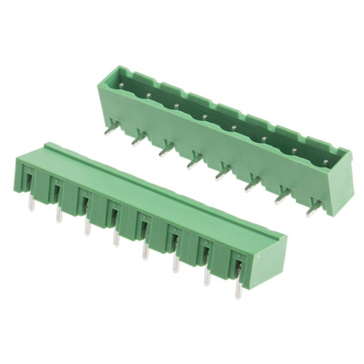 RS PRO 7.62mm Pitch 8 Way Right Angle Pluggable Terminal Block, Header, Through Hole, Solder Termination