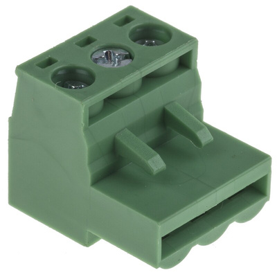 RS PRO 5mm Pitch 3 Way Pluggable Terminal Block, Plug, Through Hole, Screw Termination