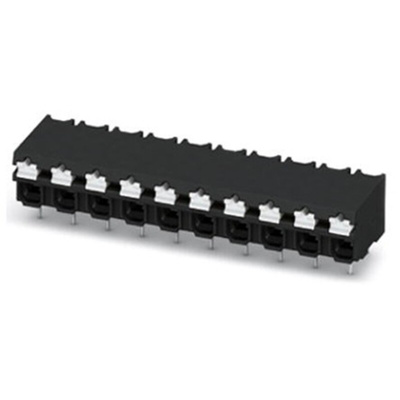 Phoenix Contact SPT-THR 1.5/10-H-5.0 P26 Series PCB Terminal Block, 5mm Pitch, Through Hole Mount, Spring Cage