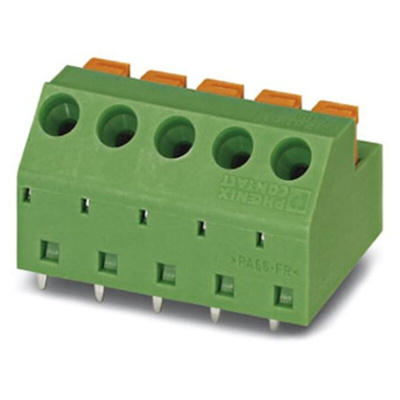 Phoenix Contact MFKDSP/ 7-5.08 Series PCB Terminal Block, 7-Contact, 5.08mm Pitch, Through Hole Mount, Spring Cage