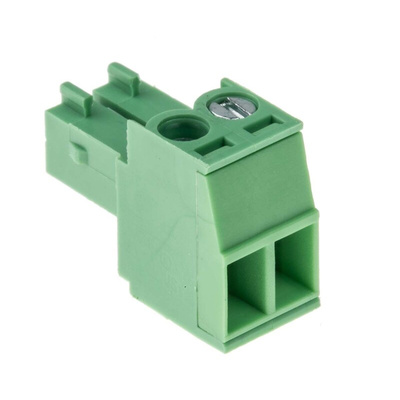 RS PRO 3.5mm Pitch 2 Way Right Angle Pluggable Terminal Block, Plug, Through Hole, Screw Termination