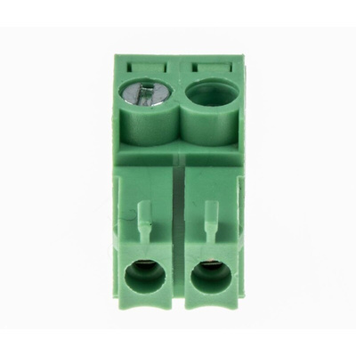 RS PRO 3.5mm Pitch 2 Way Right Angle Pluggable Terminal Block, Plug, Through Hole, Screw Termination