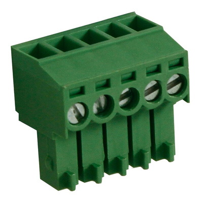 RS PRO 3.5mm Pitch 5 Way Right Angle Pluggable Terminal Block, Plug, Through Hole, Screw Termination