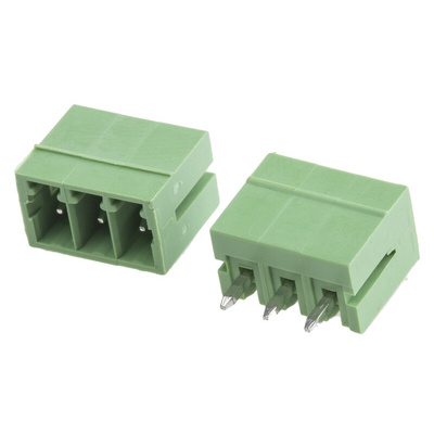 RS PRO 3.5mm Pitch 3 Way Pluggable Terminal Block, Header, Through Hole, Solder Termination