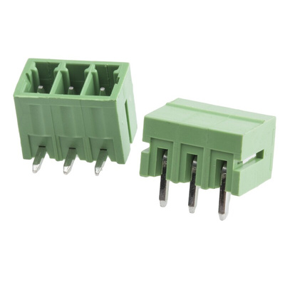 RS PRO 3.5mm Pitch 3 Way Right Angle Pluggable Terminal Block, Header, Through Hole, Solder Termination