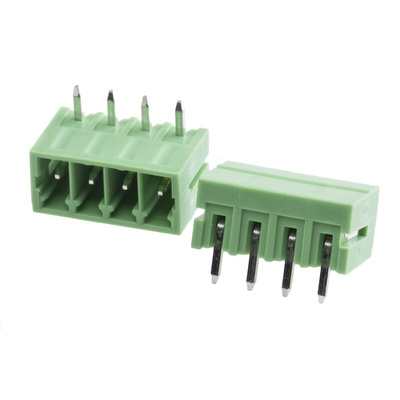 RS PRO 3.5mm Pitch 4 Way Right Angle Pluggable Terminal Block, Header, Through Hole, Solder Termination