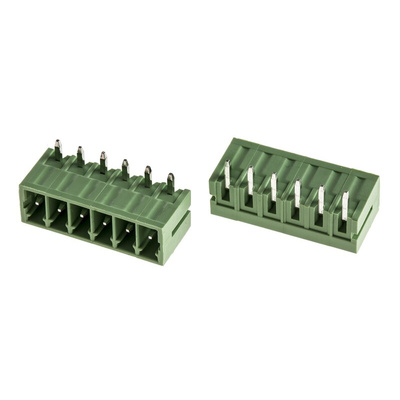 RS PRO 3.5mm Pitch 6 Way Right Angle Pluggable Terminal Block, Header, Through Hole, Solder Termination