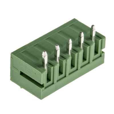 RS PRO 3.5mm Pitch 5 Way Right Angle Pluggable Terminal Block, Header, Through Hole, Solder Termination