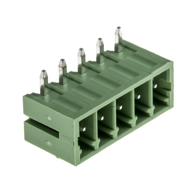 RS PRO 3.5mm Pitch 5 Way Right Angle Pluggable Terminal Block, Header, Through Hole, Solder Termination