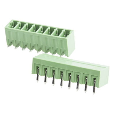 RS PRO 3.5mm Pitch 8 Way Right Angle Pluggable Terminal Block, Header, Through Hole, Solder Termination