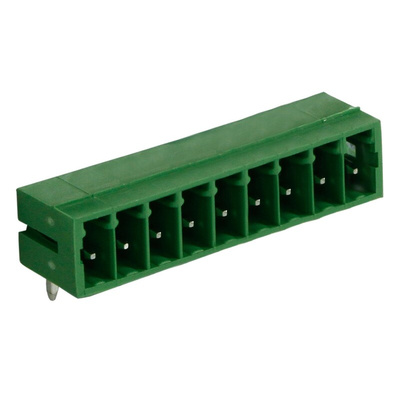 RS PRO 3.5mm Pitch 9 Way Right Angle Pluggable Terminal Block, Header, Through Hole, Solder Termination