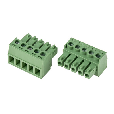 RS PRO 3.81mm Pitch 5 Way Right Angle Pluggable Terminal Block, Plug, Through Hole, Screw Termination