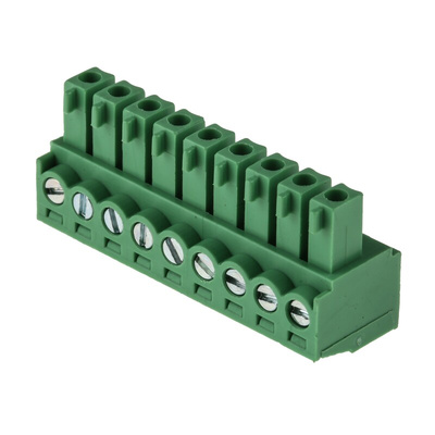 RS PRO 3.81mm Pitch 9 Way Right Angle Pluggable Terminal Block, Plug, Through Hole, Screw Termination