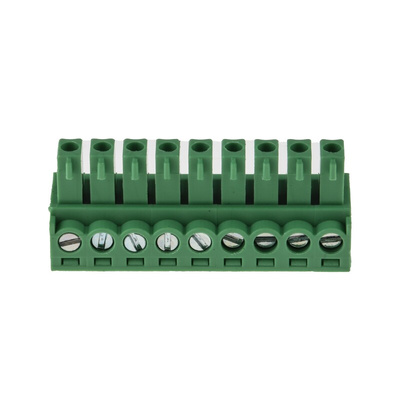 RS PRO 3.81mm Pitch 9 Way Right Angle Pluggable Terminal Block, Plug, Through Hole, Screw Termination