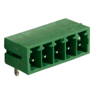 RS PRO 3.81mm Pitch 5 Way Right Angle Pluggable Terminal Block, Header, Through Hole, Solder Termination