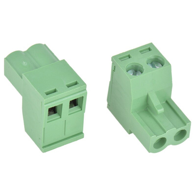 RS PRO 5mm Pitch 2 Way Right Angle Pluggable Terminal Block, Plug, Through Hole, Screw Termination