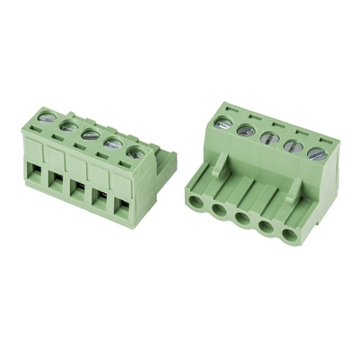 RS PRO 5mm Pitch 5 Way Right Angle Pluggable Terminal Block, Plug, Through Hole, Screw Termination