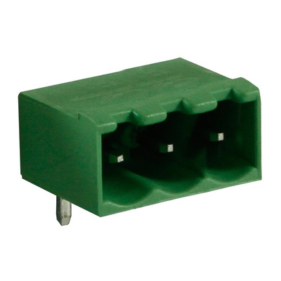 RS PRO 5.0mm Pitch 3 Way Right Angle Pluggable Terminal Block, Header, Through Hole, Solder Termination