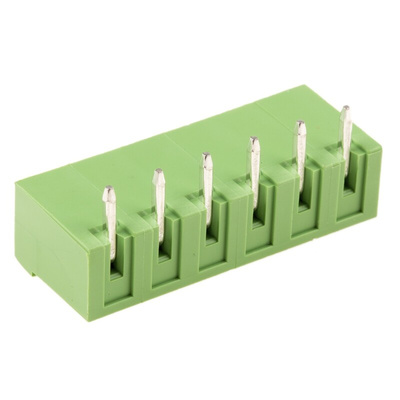 RS PRO 5.0mm Pitch 6 Way Right Angle Pluggable Terminal Block, Header, Through Hole, Solder Termination