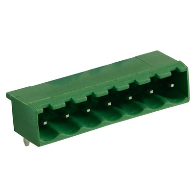 RS PRO 5.0mm Pitch 7 Way Right Angle Pluggable Terminal Block, Header, Through Hole, Solder Termination