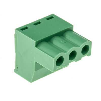 RS PRO 5.08mm Pitch 3 Way Right Angle Pluggable Terminal Block, Plug, Through Hole, Screw Termination