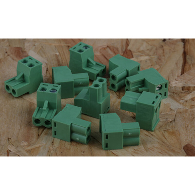 RS PRO 5.08mm Pitch 2 Way Right Angle Pluggable Terminal Block, Plug, Through Hole, Screw Termination