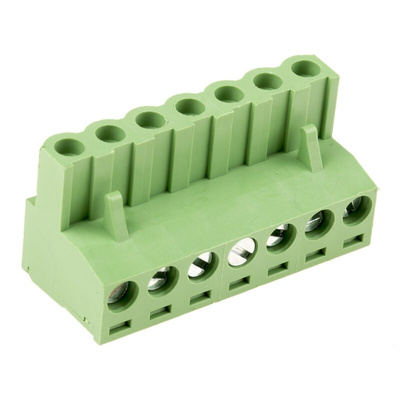 RS PRO 5.08mm Pitch 7 Way Right Angle Pluggable Terminal Block, Plug, Through Hole, Screw Termination