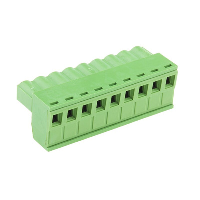 RS PRO 5.08mm Pitch 9 Way Right Angle Pluggable Terminal Block, Plug, Through Hole, Screw Termination