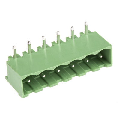 RS PRO 5.08mm Pitch 6 Way Right Angle Pluggable Terminal Block, Header, Through Hole, Solder Termination