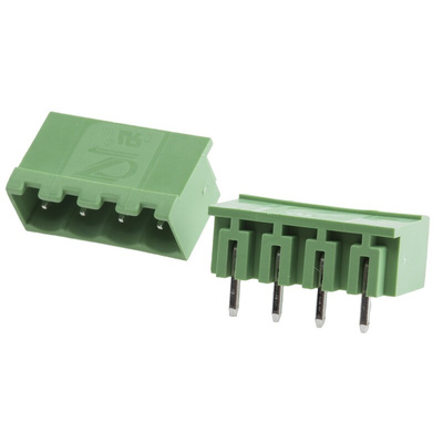 RS PRO 5.08mm Pitch 4 Way Right Angle Pluggable Terminal Block, Header, Through Hole, Solder Termination
