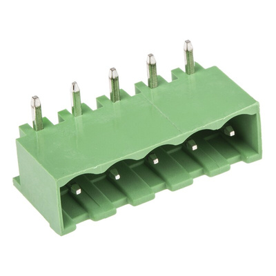 RS PRO 5.08mm Pitch 5 Way Right Angle Pluggable Terminal Block, Header, Through Hole, Solder Termination