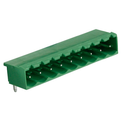 RS PRO 5.08mm Pitch 9 Way Right Angle Pluggable Terminal Block, Header, Through Hole, Solder Termination