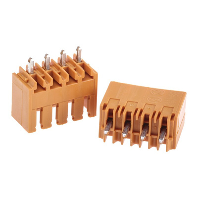Weidmuller 3.5mm Pitch 4 Way Pluggable Terminal Block, Header, Through Hole, Solder Termination
