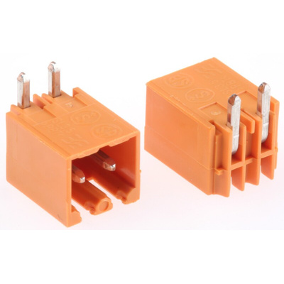 Weidmuller 3.5mm Pitch 2 Way Right Angle Pluggable Terminal Block, Header, Through Hole, Solder Termination