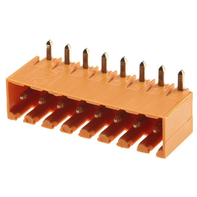 Weidmuller 3.5mm Pitch 8 Way Right Angle Pluggable Terminal Block, Header, Through Hole, Solder Termination