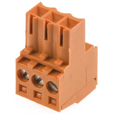 Weidmuller 3.5mm Pitch 3 Way Pluggable Terminal Block, Plug, Cable Mount, Screw Down Termination