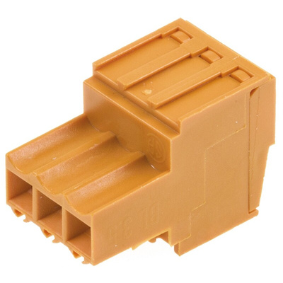 Weidmuller 3.5mm Pitch 3 Way Pluggable Terminal Block, Plug, Cable Mount, Screw Down Termination