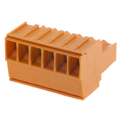 Weidmuller 3.5mm Pitch 6 Way Pluggable Terminal Block, Plug, Cable Mount, Screw Down Termination