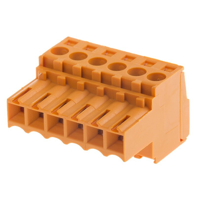 Weidmuller 3.5mm Pitch 6 Way Pluggable Terminal Block, Plug, Cable Mount, Screw Down Termination