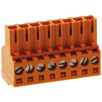 Weidmuller 3.5mm Pitch 8 Way Pluggable Terminal Block, Plug, Cable Mount, Screw Down Termination