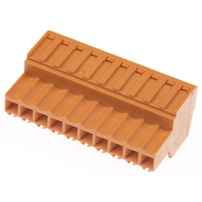 Weidmuller 3.5mm Pitch 10 Way Pluggable Terminal Block, Plug, Cable Mount, Screw Down Termination