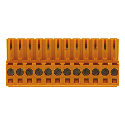 Weidmuller 3.5mm Pitch 12 Way Pluggable Terminal Block, Plug, Cable Mount, Screw Down Termination