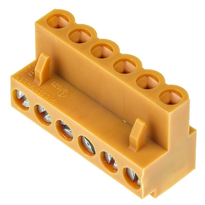 Weidmuller 5.08mm Pitch 6 Way Pluggable Terminal Block, Plug, Cable Mount, Screw Down Termination