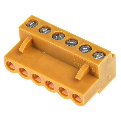 Weidmuller 5.08mm Pitch 6 Way Pluggable Terminal Block, Plug, Cable Mount, Screw Down Termination