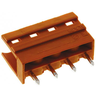 Weidmuller 5.08mm Pitch 4 Way Pluggable Terminal Block, Header, Through Hole, Solder Termination